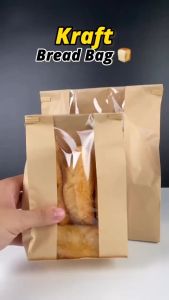 [300 PCS] Kraft Bread Bag with Window