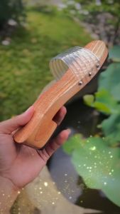 Dép guốc gỗ mộc nữ truyền thống đế 3 phân 2 phân Thiên Di dùng để đi lễ chùa quai nhung nhựa xỏ ngón