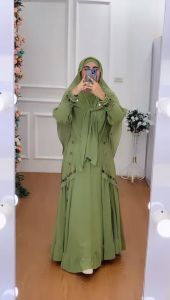 BISA COD One Set Gamis Syari Kode HANACA Bahan Ceruty Babydoll Premium By Ory AjeZas Collection