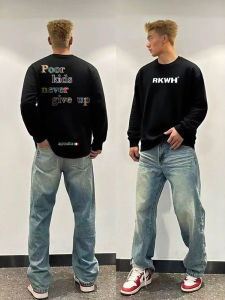 Áo Thun Dài Tay Cotton Nguyên Chất in Chữ Màu Sắc Phong Cách Đường Phố Mỹ Cho Nam Mùa Thu Thường Ngày Cổ Tròn