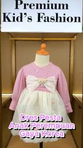 X BABY Dress Gaun Anak Perempuan Lengan Panjang Katun Boneka Pita Tutu Korean Style Usia 1-4 Tahun