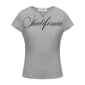 Áo Thun Tay Ngắn Cổ Chữ V Cổ Điển Của SHALIFORNIA Mùa Hè Ôm Vừa Vặn Tôn Dáng Vai Vừa Vặn in Chữ