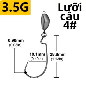 10 Chiếc Móc Câu Cá Jig Head Có Trọng Lượng 35g-14g Móc Thép Carbon Cao Có Ngạnh Dùng Cho Nước Ngọt & Nước Mặn Mồi Mềm.
