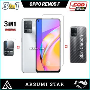 PROMO PAKET MURAH 3 IN 1 TEMPERED GLASS ANTI BLUELIGHT OPPO RENO5 F TG ANTI GORES KACA ANTI CAHAYA BIRU + CAMERA LENS + GARSKIN CARBON 3D