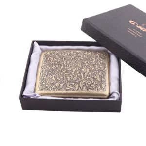 Vintage Metal Cigarette Case with Gift Box Container 20 Pcs Regular Size Tobacco Holder Pocket Storage Smoking Accessories Gift