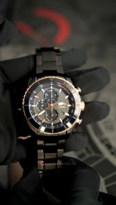 Jam Tangan Pria Alexandre Christie Chronograph AC 6503 MCBIPBARG Black Dial Black Stainless Steel Strap