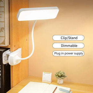 YESPERY LED Flexible Twisted Eye Protection Table Lamp with Clip Dimming Light 3 Levels Adjustable Desk Lamp for Bedroom Reading Office Working and Night Study