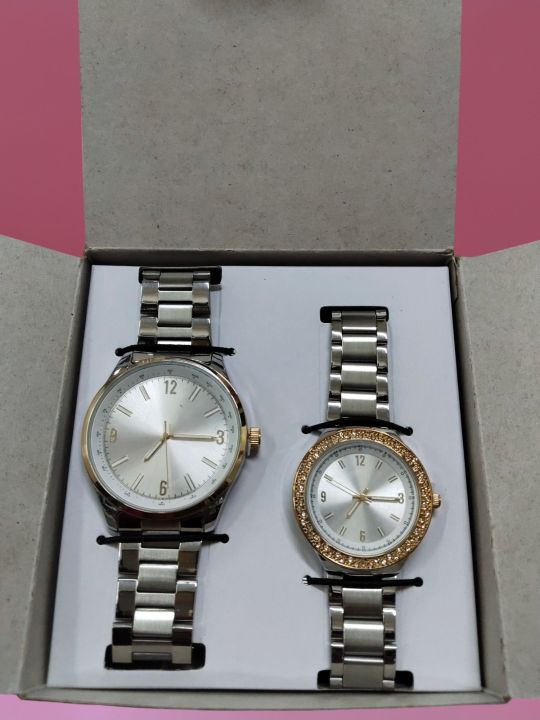 AVON FOREVER YOURS HIS HER WATCH SET Stainless Steel Oval Watch