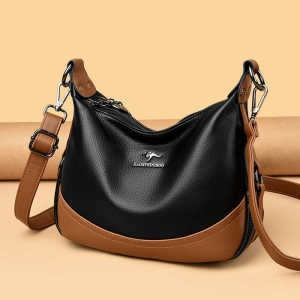 Fashionable Large Capacity Soft Leather Crossbody Bag for Women Brand New 2026 Stylish Versatile Gift for Mom British Style Leisure Handbag