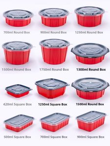 LABAHUA | Disposable Red Soup & Noodle Containers Round with Lids