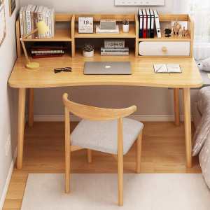 Simple Student Desk and Bookshelf Combo for Home Use