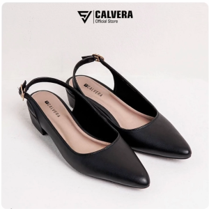 Sepatu Sandal Wanita Formal & Kerja Elegan Hak Pendek 3cm Anti Slip Kulit Sintetis Premium – Pilihan Warna Hitam Cream Mocca – Uk. 37-41 – Sepatu Cewek Elegan – Bisa COD