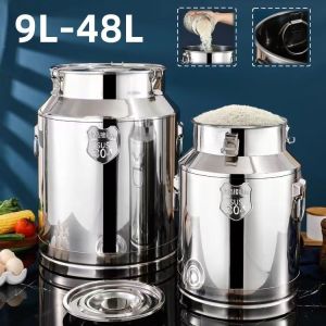 rice dispenser 25 kg/5kg/10kg/15kg stainless storage containers with lid sealed bucket moisture-proof rice bucket edible oil wine bucket rice jar tea barrel household grain storage bucket