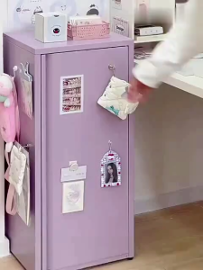 Iron cabinet sideboard color dopamine balcony storage macarons living room floor-standing single-door iron storage cabinet