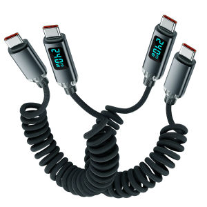 USB C to C PD Fast Charging Spring Car Charger Cable For iPhone 15 Xiaomi 12 Samsung S23 Macbook
