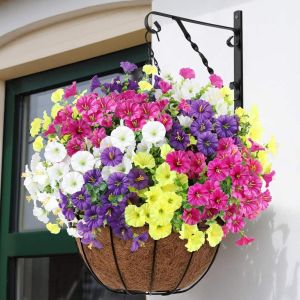 10/20Pcs 35cm Artificial Silk Morning Glory Flower Green Eucalyptus Plant UV Protection for Porch Garden Home Wedding Decoration