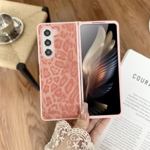 Casing for Samsung Galaxy Z Fold6 Fold 6 Z Fold5 Fold 5 Z Fold4 Fold 4 Z Fold3 Fold 3 Luxury Leopard Leather Back Cover Folding Screen Anti-drop and Shockproof Protective Case