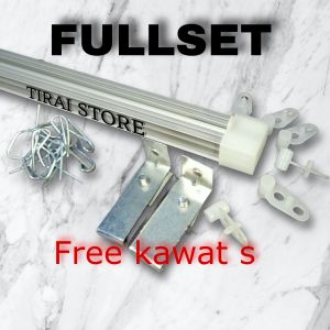 Besi Gorden Batang gordyn almunium 150cm / 1 meter lengkap 1 set rollet besi rel komplit murah Tiang Hordeng Jendela Serelek Batang balok / Tirai Pintu
