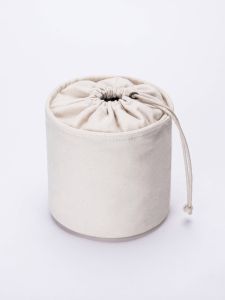 Womens Canvas Bucket Inner Bag Drawstring Storage Organizer Mini Barrel Shape Pure Color round Cylinder Storage Pouch
