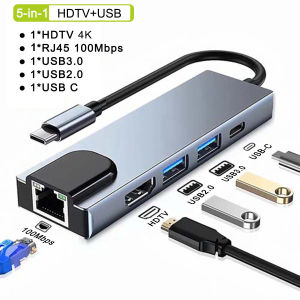 Congdi | Portable 8 IN 2 Dual Interface USB‑A Type‑C Docking Hub USB 3.0 Splitter TF SD Card Reader 3.5mm Audio Output OTG Adapter For No