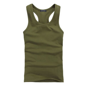 Mens Pure Cotton Sport Vest Breathable Elastic Slim Fit Workout Tank Top Large Size Summer Casual round Neck Sweat Vest