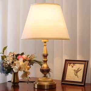 Modern Minimalist European American Full Copper Table Lamp Living Room Warm Romantic Pull Cord Bedroom Nightstand Lamp