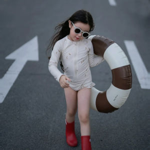 Bộ Đồ Bơi Liền Thân in Hoa Tay Dài Nhanh Khô Cho Bé Gái Mùa Hè Phong Cách Mới Đồ Bơi Chống Nắng Thanh Lịch Đồ Bơi Trẻ Em