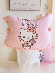 Pink Pure Cotton Pillowcase Muslin Breathable Anti-Head Oil Single Person Sweat Absorbent Pillow Towel Bedding Accessories