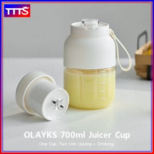 OLAYKS Pro Juicer Blender Cup 700ml - Portable 80W Motor 40s VortexFlow Blending 17500RPM Self-Clean Wireless for Fruits Vegetables Ice Smoothie Travel