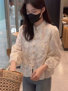 SHIMO | New Chinese-Style Womens Shirt with Embroidery and Cutout