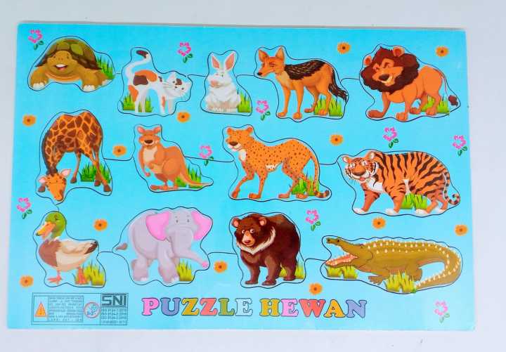Mainan Edukasi Kayu Puzzle Aneka Hewan- Mainan Murah ber SNI