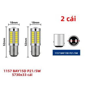 YirRui 2 Chiếc Đèn LED Độ Sáng Cao Phụ Kiện Ô Tô Đèn Phanh Lái Xe Tự Động 33SMD 12V BA15S Tương Thích Đèn Hậu