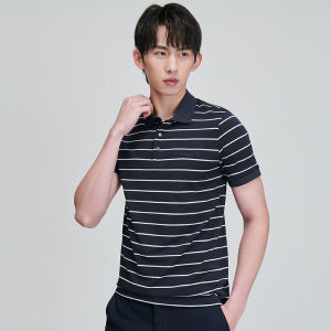 Business Casual Comfortable Stripe Silky Polo Shirt