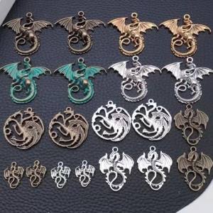 5/20 Chiếc Rồng Bay Hạt Charm Hợp Kim Phong Cách Vintage Âu Mỹ Phụ Kiện Động Vật Cá Tính Thời Trang Kẽm Hạt Charm