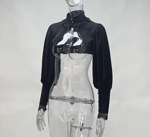 Lace Gothic Black Short Steampunk Crop Jacket: A Kawaii Vintage Fashion Statement