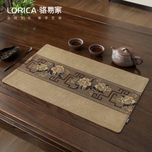 High Absorbent Cotton Linen Tea Towel with Embroidery Tea Mat Tea Table Tea Set Accessories Zen Style Retro Chinese Style