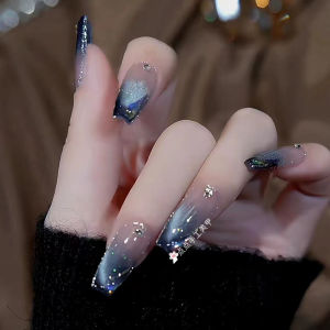 Water Sensation Cat Eye Nail Art Strips French Gradient Wide Cat Eye Gradient Ice Transparent Nail Art Finished Product White Enhancing Diamond