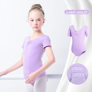 Girls Basic Ballet Leotard Cotton Dance Bodysuit Short Sleeve Gymnastic Leotards for Toddler Ballerina Outfits Kids Dance Wear