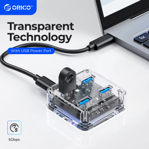 ORICO | ORICO Transparent Usb C Hub 4 Port Expansion With Power Supply Interface Usb 3.2 Protocol High Speed Transmission OTG Dapter