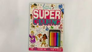Disney Princess Super Colouring Book with Color Pencils & Stickers for Kids