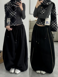 High Waist Wide Leg Sports Casual Pants Womens Dance Hip Hop Loose Fit Comfortable Drawstring Retro Style Breathable Skinnies