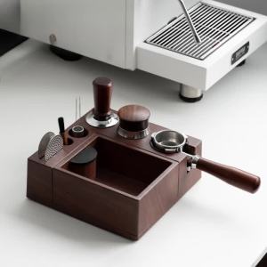 JUSTINLAU | JUSTINLAU Wood Grain ABS Coffee Knock Box Multi Function Coffee Tamper Station Portafilter Holder For Barista Home Cafe