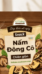 Snack Nấm Đông Cô Chiên Giòn Lý Tưởng 50g Sản Phẩm Đạt Chứng Nhận OCOP 3 Sao Của Thành Phố Hà Nội
