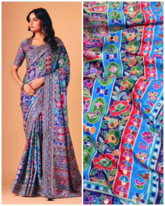 [PRE ORDER : 10 DAYS] Designer Chinon Silk Saree with Piping Border Latkan Tassels & Authentic Mirror Work | Normal or Ready to Wear - ST-099