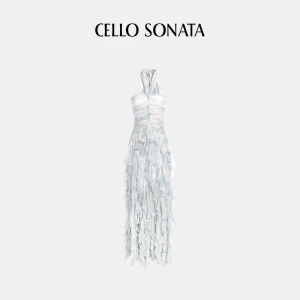 Cello Sonata | Spring Summer Water Wave Design Tiered Ruffle Strap Dress