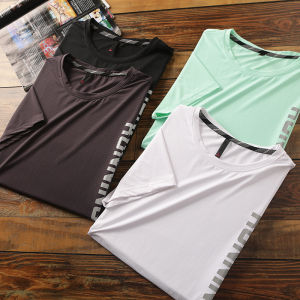 Lightweight Quick Dry Mens round Neck Short Sleeve T-Shirt Casual Summer Sport Slim Fit Ice Cool Elasticity Male Top
