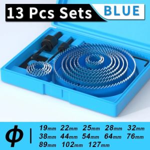 19mm-127mm 13PCS Hole Saw Kit Bi-Metal Woodworking Hole Cutter for Drill - Drywall Recessed Lights Wood Plastic & Metal