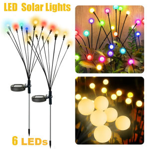 LED Solar Lights Outdoor Firefly Lamp Garden Decoration Starburst Swaying Landscape Path IP65 Waterproof Christmas