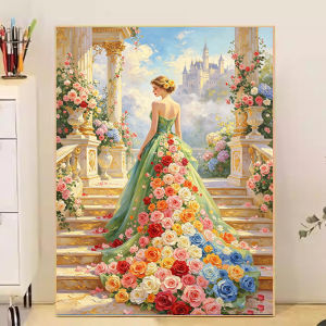 Kayou | Peony Wedding Dress Painting By Numbers for Adults DIY Kits HandPainted on Canvas Oil Picture Drawing Coloring By Number