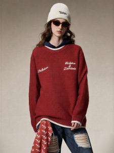 Áo Sweater Cổ Tròn Đơn Giản Màu Đối Chọi Bản Giới Hạn
